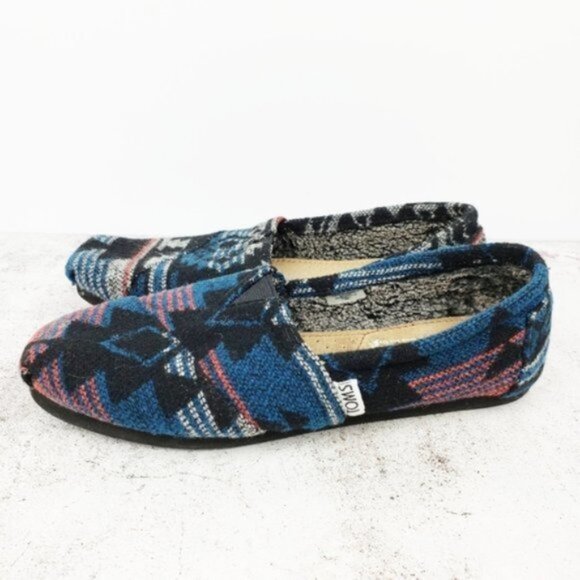Toms Tapestry Casual Flats Western Aztec Navajo Tribal Print size 6 Soft Canvas - Picture 1 of 8